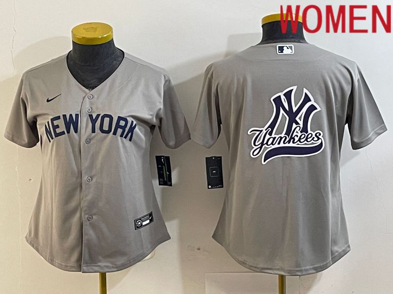 Women New York Yankees Blank Grey Nike Game 2024 MLB Jersey style 5